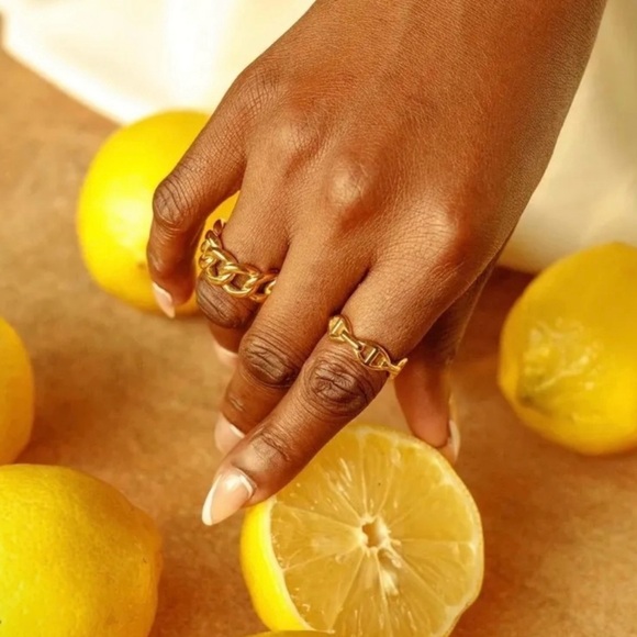 NWT OMA The Label Baba 18K Goldplated Chain Ring - Picture 7 of 14